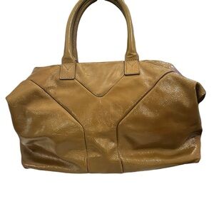 Authentic YSL Patent Leather Avocado Hombre Boston Bag